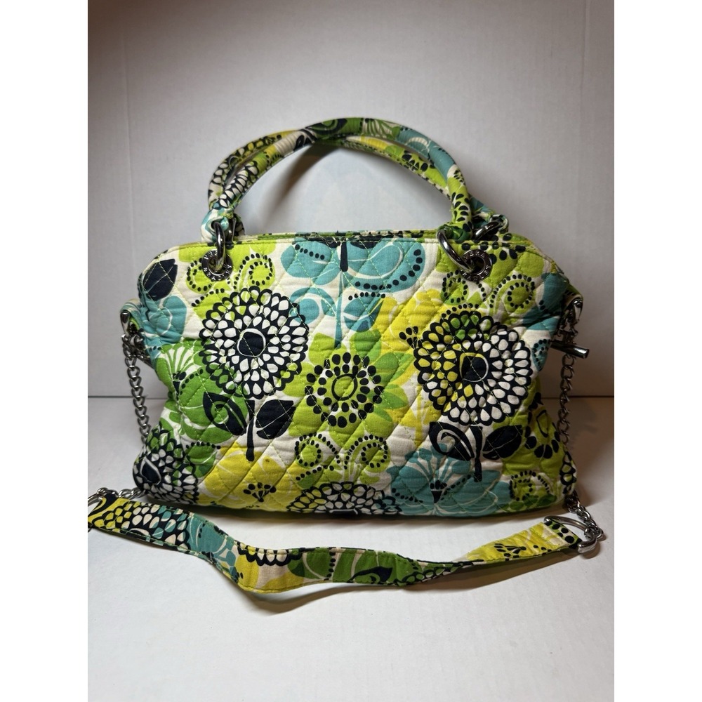 Vera Bradley Chain Shoulder Bag Purse – Lime's Up Retired‎ Print Green Floral - Picture 2 of 15